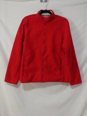 PROSPIRIT Red Full-Zip Fleece Jacket Mock Neck Cozy Layering Casual - size large